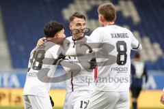 3. Liga; SV Wehen Wiesbaden - FC Ingolstadt 04; Tor Jubel Treffer Deniz Zeitler (38, FCI) Max Besuschkow (17, FCI) Benjamin Kanuric (8, FCI)