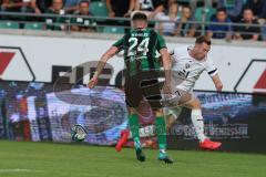 3.Liga - Saison 2023/2024 - Preußen Münster - FC Ingolstadt 04 - Jannik Mause (Nr.7 - FCI) - Niko Koulis (Nr.24 - Preussen Münster) -  - Foto: Meyer Jürgen