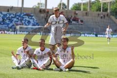 3. Liga; 1. FC Saarbrücken - FC Ingolstadt 04 - Tor Jubel Treffer Marcel Costly (22, FCI) Sitz Dennis Borkowski (7, FCI) Sebastian Grönning (11, FCI) Benjamin Kanuric (8, FCI)