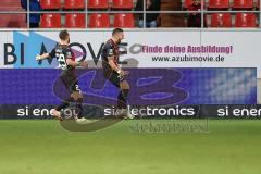 3. Liga; FC Ingolstadt 04 - Borussia Dortmund II; Tor Jubel Treffer 1:1 Ausgleich, Pascal Testroet (37, FCI) mit David Kopacz (29, FCI)