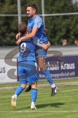 Kreisliga - Saison 2024/25- TSV Ober./Unterh.stadt - SV Hundszell-  -  Der 0:1 Führungstreffer durch Mathias Weinzierl blau Hundszell - jubel - Foto: Meyer Jürgen