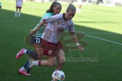 2. Bundesliga Frauen - Saison 2025/26 - FC Ingolstadt 04 Frauen - SC Sand - Schaer Ronja grün SC Sand  - Nina Penzkofer (Nr.29 - FC Ingolstadt Frauen I) - Foto: Meyer Jürgen