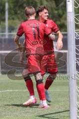 * Testspiel - Saison 2025/26 - FC Ingolstadt 04 - SpVgg Bayreuth - Linus Rosenlöcher (Nr.19 - FC Ingolstadt 04) mit der Vorlage zum 1:0 Führungstreffer durch Frederic Christensen (Nr.11 - FC Ingolstadt 04) - jubel-  Dennis Kaygin (Nr.10 - FC Ingolstadt 04