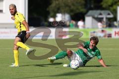 Kreisliga - Saison 2023/2024 - FC Gerolfing - FC Hitzhofen/Oberzell - Philipp Haunschild grün Gerolfing - Fardin Gholami gelb Hitzhofen - Foto: Meyer Jürgen