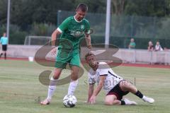 Bezirksliga - Saison 2024/25- FC Fatih - FC Gerolfing -  - Julien Bajer (Nr.14 - FC Gerolfing) - Dardan Berisha (Nr.5 - FC Fatih) - Foto: Meyer Jürgen