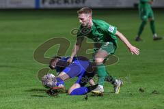 Landesliga - Saison 2024/25 - SV Manching - TV Erkheim - Luca Oehler (Nr.3 - SV Manching) - Josuha Holzapfel blau Erkheim - Foto: Meyer Jürgen