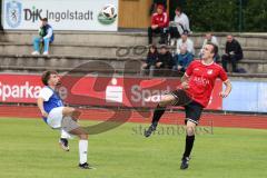 Kreisklasse -  Saison 2023/2024 - DJK Ingolstadt - FC Tegernbach - Daniel Gelbling blau DJK Ingolstadt - Korbinian Lörz rot Tegernbach - Foto: Meyer Jürgen