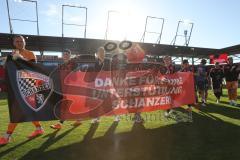 3. Liga - Saison 2024/25 - FC Ingolstadt 04 - SV Wehen Wiesbaden - Das Spiel ist aus - Banner - Choreo - Torwart Marius  Funk (Nr.1 - FCI)- Foto: Meyer Jürgen
