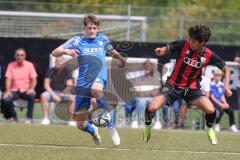 Bayernliga Nord - Saison 2024/25 - FC Ingolstadt 04 II - FC Münchberg - Johann Chirinos (Nr.13 - FCI U21) - Hüttemann Jan blau Münchberg - Foto: Meyer Jürgen