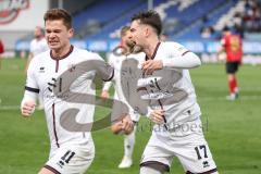 3. Liga; SV Wehen Wiesbaden - FC Ingolstadt 04; Tor Jubel Treffer Elfmeter Sebastian Grönning (11, FCI) Max Besuschkow (17, FCI)