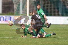 Landesliga - Saison 2024/25 - SV Manching - TSV Schwabmünchen - Johannes Dexl (Nr.13 - SV Manching) am Boden - Di Maggio Matteo schwarz Schwabmünchen
  - Foto: Meyer Jürgen