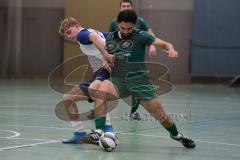 Hallenturnier Ingolstadt Nord - Saison 2024/25 - FC Geisenfeld - TSV Etting - Furkan Bayraktar grün Geisenfeld - Juri Braun weisss Etting - Foto: Meyer Jürgen