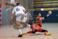 Futsal - Saison 2024/25- MTV Ingolstadt - 1860 München - Arjon Kryeziu weiss MTV - Mihael Vukovic Torwart München - Foto: Meyer Jürgen