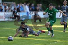 Totopokal- Saison 2023/2024 - SV Manching  - VFB Eichstätt - Nitaj Ferat grau #17 Eichstätt - Sebastian Graßl (Nr.10 - SV Manching) - - Foto: Meyer Jürgen