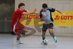 Lotto Bayern Hallencup - Saison 2024/25 - Türkisch SV Ingolstadt - TSV Ober./Unterhaunstadt- Angelo Boharu grau Ober./Unterhaunstadt  - Enis Kuqanaj rot Türkisch - Foto: Meyer Jürgen