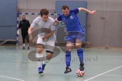 Hallenturnier Ingolstadt Nord - Saison 2024/25 - SV Pulling - SV Oberstimm - Edwin Englmann blau Oberstimm - Lukas Winkelhofer grau Pulling - Foto: Meyer Jürgen