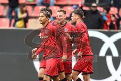 3. Liga; FC Ingolstadt 04 - 1. FC Saarbrücken; Yann Sturm (7, FCI) Tor Jubel Treffer 2:1 Siegtreffer Mads Borchers (9, FCI) Max Besuschkow (17, FCI) Simon Lorenz (32, FCI)