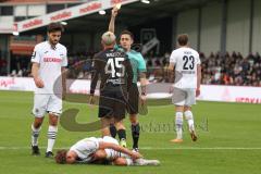 3.Liga - Saison 2023/2024 - SC Verl - FC Ingolstadt 04 - Gelbe Karte für Thomas Rausch (Nr.45 - FCI) -  - Foto: Meyer Jürgen