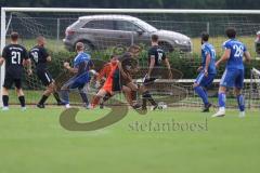 Bezirksliga - Saison 2024/25- TSV Gaimersheim - SV Untermenzing - Der 0:1 Führungstreffer durch Moritz Mösmang blau Untermenzing - Torwart Benedikt Leixner (Nr.1 - TSV Gaimersheim) - jubel - Foto: Meyer Jürgen