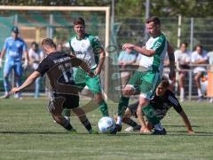 Relegation - Saison 2025/26 - SV Karlskron - FC Geisenfeld - Daniel Meier grün Geisenfeld - Daniel Mayer schwarz Karlskron  - Foto: Meyer Jürgen
