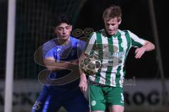 Landesliga - Saison 2025/26 - SV Manching - FV Illertissen II - Rainer Meisinger (Nr.8 - SV Manching) - Mirakaj Samuel blau Illertissen  - Foto: Meyer Jürgen