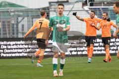 3. Liga; VfB Lübeck - FC Ingolstadt 04; Tor Jubel Treffer 0:1 Jannik Mause (7, FCI) mit Pascal Testroet (37, FCI) David Kopacz (29, FCI)