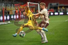3. Liga - Saison 2026/27 - FC Ingolstadt 04 - Alemannia Aachen - Matti Wagner (Nr.3 - Alemannia Aachen) - Yannick Deichmann (Nr.20 - FCI) - Foto: Meyer Jürgen