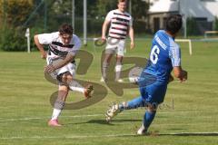 Kreisliga- Saison 2024/25- SV Hundszell - SV Kasing -  - Tobias Wolfsfellner weiss Kasing - Luca Kammerer blau Hundszell- XXXXX - Foto: Meyer Jürgen