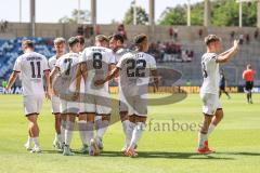 3. Liga; 1. FC Saarbrücken - FC Ingolstadt 04 - Tor Jubel Treffer Marcel Costly (22, FCI) Sitz Dennis Borkowski (7, FCI) Benjamin Kanuric (8, FCI) Niclas Dühring (18, FCI) Lukas Fröde (34, FCI) Moritz Seiffert (23, FCI) Max Plath (14 FCI)