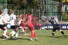 2023_10_22 - 2. Bundesliga - Saison 2023/24 - FC Ingolstadt 04 Frauen - FSV Gütersloh - Der 1:2 Anschlusstreffer durch Pija Reininger (Nr.21 - FCI Frauen) - jubel - Samantha Stiglmair (Nr.27 - FCI Frauen) - Rolle Sarah Torwart Gütersloh - Foto: Meyer Jürg