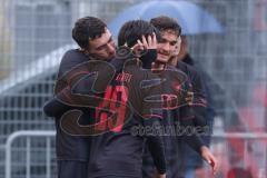 *** Bayernliga Nord - Saison 2025/26 - *** FC Ingolstadt 04 II - SC Eltersdorf - Der 1:0 Führungstreffer durch Ognjen Draculic (Nr.9 - FC Ingolstadt II) - jubel - Foto: Meyer Jürgen