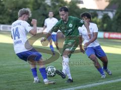 Landesliga - Saison 2026/27 - SV Manching - SC Olching - Aydin Berkan (Nr.13 - SV Manching) - Schaffer Elias weiss Olching - Cana Cedano Josuha weiss Olching rechts - Foto: Meyer Jürgen