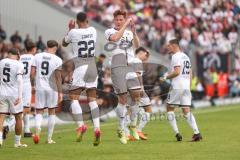 3. Liga; Energie Cottbus - FC Ingolstadt 04; Tor Jubel Treffer 1:2 Führung Sebastian Grönning (11, FCI) Marcel Costly (22, FCI) Sprung