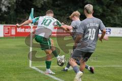 Landesliga - Saison 2025/26 - SV Manching - FC Stätzling - Sebastian Graßl (Nr.10 - SV Manching) - Maximilian Pletschacher mitte FC Stätzling  - Foto: Meyer Jürgen