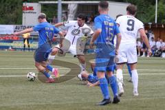 Toto - Pokal - Saison 2024/25 - DJK Hein - FC Ingolstadt 04 -  - Lukas Elbert (Nr.10 - DJK Hain) - Ognjen Drakulic (Nr.30 - FCI) - Markus Horr (Nr.5 - DJK Hain) - Foto: Meyer Jürgen