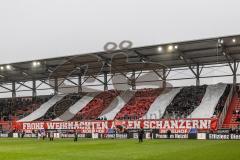 3. Liga; FC Ingolstadt 04 - TSV 1860 München; vor dem Spiel Fan Fankurve Banner Fahnen Spruchband Choreografie Ingolstadt