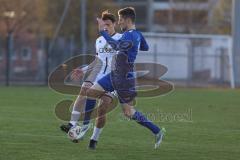 Bayernliga Nord - Saison 2025/26 - FC Ingolstadt 04 II - Würzburger FV - Tomislav Bagaric (Nr.5 - FC Ingolstadt II) - Steffen Krautschneider blau Würzburg - Foto: Meyer Jürgen