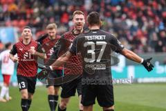 3. Liga; FC Ingolstadt 04 - 
Rot-Weiss Essen; Jannik Mause (7, FCI) schießt zum 1:0 Tor Jubel Treffer Benjamin Kanuric (8, FCI) 
Felix Keidel (43, FCI) Pascal Testroet (37, FCI)