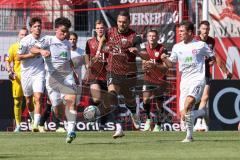 3. Liga; FC Ingolstadt 04 - Hallescher FC; Pascal Testroet (37, FCI) Crosthwaite Henry Jon (14 Halle) Halangk Lucas (16 Halle)