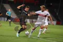 3. Liga - Saison 2025/26 - VFB Stuttgart II - FC Ingolstadt 04  - Mads Borchers (Nr.9 - FC Ingolstadt 04) - Alexander Groiß (Nr.6 - VFB Stuttgart II) - Foto: Meyer Jürgen