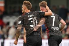 3.Liga - Saison 2023/2024 - SC Verl - FC Ingolstadt 04 - Der 2:2 Ausgleichstreffer durch Jannik Mause (Nr.7 - FCI) - jubel  - Julian  Klügl (Nr.31 - FCI) - Foto: Meyer Jürgen