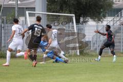 Bayernliga Nord - Saison 2024/25 - FC Ingolstadt 04 II - TSV Karlburg - Leon Zwickl Torwart Karlsburg - Jason Osei Tutu (Nr.11 - FCI U21) - XXXXX - Foto: Meyer Jürgen