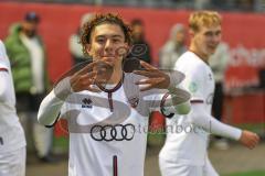 A-Junioren Bundesliga  - Saison 2024/25 - A-Junioren - FC Ingolstadt 04 - FC Augsburg - Arel Polat weiss FCI schiesst den 2:0 Führungstreffer - jubel  - Foto: Meyer Jürgen