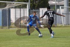 Bayernliga Nord - Saison 2024/25 - FC Ingolstadt 04 II - TSV Karlburg - Jason Osei Tutu (Nr.11 - FCI U21) - Leon Zwickl Torwart Karlburg - XXXXX - Foto: Meyer Jürgen