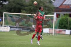 Landesliga - Saison 2024/25 - SV Manching - FSV Pfaffenhofen - Daniel Spies (Nr.22 - SV Manching) - Maurice Untersänger rot Pfaffenhofen - Foto: Meyer Jürgen