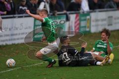 2023_10_21 - Kreisliga - Saison 2023/24 - FC Gerolfing - FC Fatih Ingolstadt - Akif Abasikeles schwarz Fatih - Matthias Hamm grün Gerolfing - Philipp Haunschild grün Gerolfing mitte - Foto: Meyer Jürgen