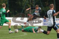 Bezirksliga - Saison 2025/26 - TSV Ober./Unterhaunstadt - SVA Palzing - Amadeues Taubert grau Oberhaunstadt - Mirnes Gurbeta grün Palzing - Foto: Meyer Jürgen