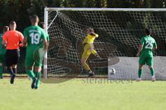 2023_10_22 - Bezirksliga - Saison 2023/24 - TSV Gaimersheim - SV Waldeck -  Der 1:1 Ausgleichstreffer durch Max Weisser Waldeck -. jubel  - Benedigt Leixner Torwart Gaimersheim - Foto: Meyer Jürgen