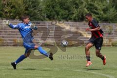 Bayernliga Nord - Saison 2024/25 - FC Ingolstadt 04 II - TSV Karlburg - Micah Ham (Nr.25 - FCI U21) mit dem 3:0 Führungstreffer - Leon Zwickl Torwart Karlsburg - jubel - - XXXXX - Foto: Meyer Jürgen