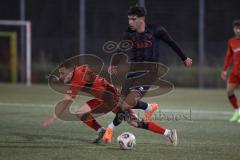 *** Bayernliga Nord - Saison 2025/26 - FC Ingolstadt 04 II - ASV Neumarkt - Ognjen Draculic (Nr.9 - FC Ingolstadt II) - Selim Mjaki rot Neumarkt - Foto: Meyer Jürgen